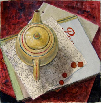 Teapot/Percorso, watercolor on paper, 2012 by visiting artist Daniel Dallmann