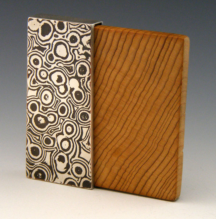 Savage River Brooch”, mokume gane and wood by Visiting Artist Eric Burris Savage River Brooch”, mokume gane and wood by Visiting Artist Eric Burris