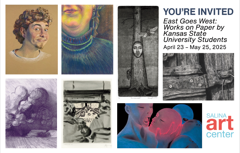 Postcard of KSU student works on exhibit at the Salina Arts Center