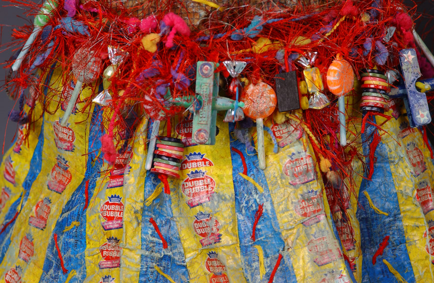Lynda Andrus. "Sweet Treat Series". Fabric, Candy, Wrappers, Found Objects, and Paint. 2006