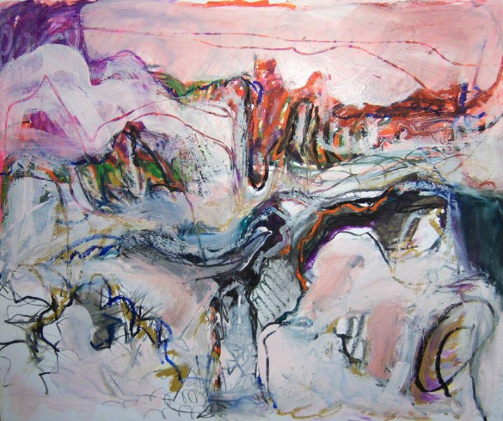 Teresa Schmidt. "Land and Sea". Oil crayon, graphite, and acrylic on paper. 14"x17". 2011